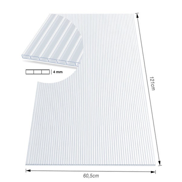 4 mm Doppelstegplatte mit den Maßen 121 cm x 60,5 cm