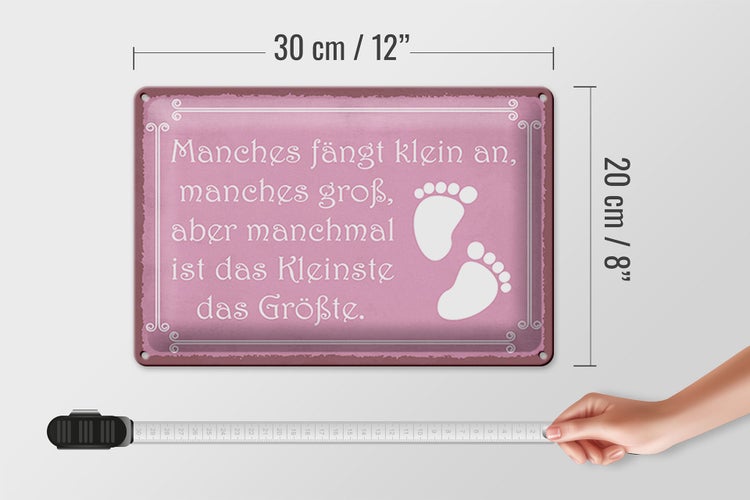 Blechschild Spruch 30x20cm manches fängt klein an manches