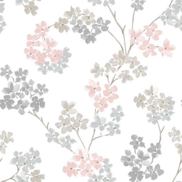 Vliestapeten Bl�te Rosa Gris