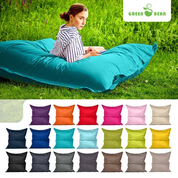 Green Bean Sitzsack XXL 140x180cm 380 Liter Kinder & Erwachsene Bean Bag EPS Perlen Füllung Riesensitzsack Groß Draußen Outdoor Liegekissen Waschbar Wetterfest Lounge Sitzkissen Bodenkissen Türkis