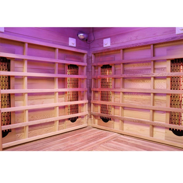 Dewello® Infrarotkabine Infrarotsauna TORONTO 152cm x 152cm inkl. 6 Vollspektrumstrahler, 3 Karbonstrahler, Farblicht