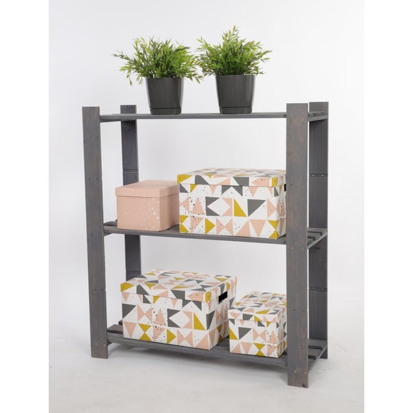 PROREGAL Holzregal Pinepeak HxBxT 90 x 80 x 28 cm 3 Fachboden 1,2 cm Dickes Kiefernholz Grau