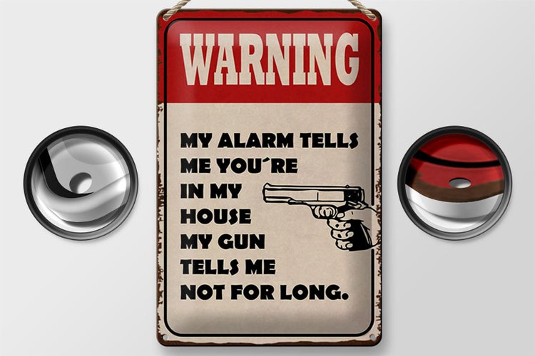 Blechschild Spruch 20x30cm warning my alarm tells me you´re