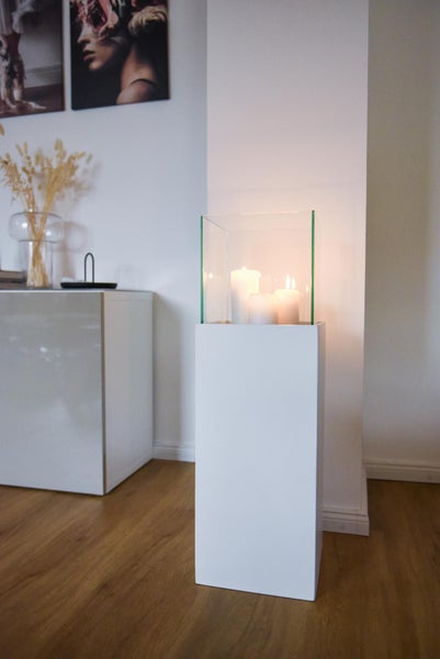 VIVANNO Windlicht CANDELA 80x25x25 cm Alu-Verbund Weiß matt