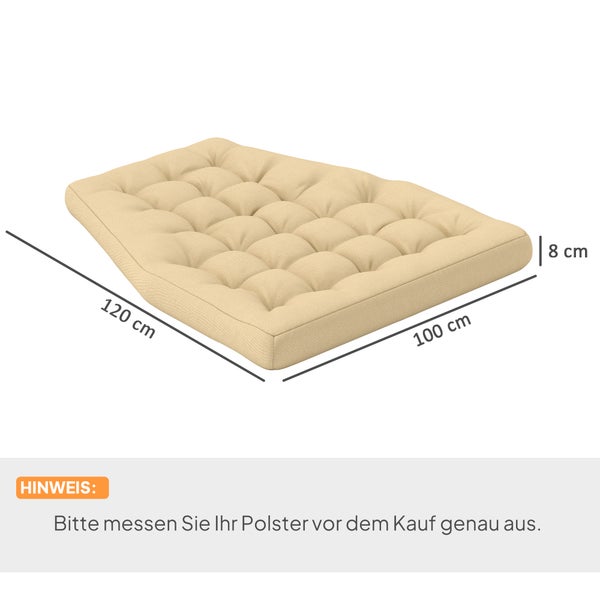 Outsunny Sitzkissen, 120x100 cm Stuhlkissen mit Rückenlehne, 8cm dick Polsterauflage, wasserabweisend Sitzpolster für Schaukelstühle und Hängekörbe, Beige