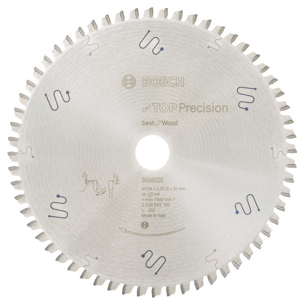 Bosch Kreissägeblatt Top Precision Best for Wood, 254 x 30 x 2,3 mm, 60 - 2608642102