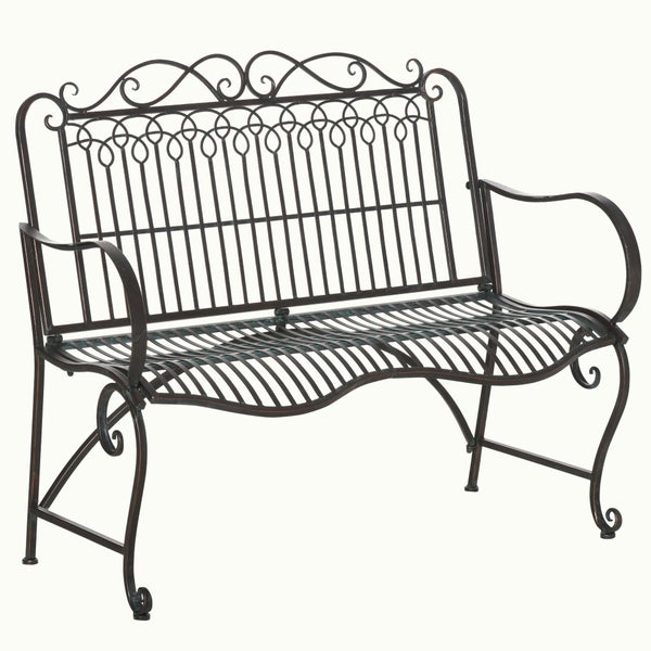 Outsunny 2-Sitzer Parkbank aus Metall, Sitzbank bis 200 kg, 110 x 60 x 97 cm, Metall, antik Silber