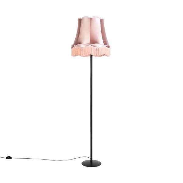 Stehlampe mit Lampenschirm und Fransen