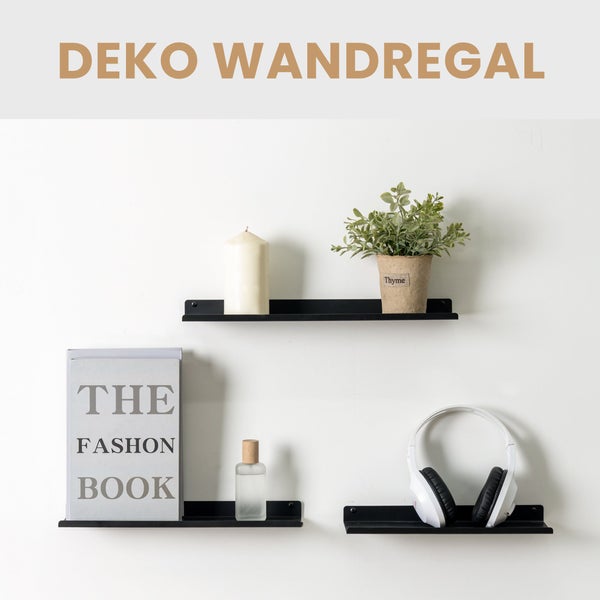 BERLINLODGE Wandregal Metall 3er Set | Matte Schwarz  | Schweberegal Wandboards Bücherregal 3-Teiliges Hängeregal, Wanddeko und Ablage