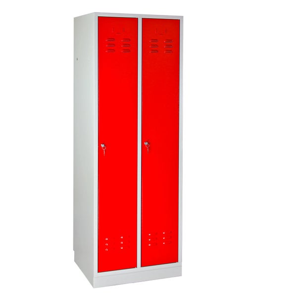 PROREGAL Garderobenschrank Ermine mit 2 Türen HxBxT 178 x 60 x 50 cm Lichtgrau Rot