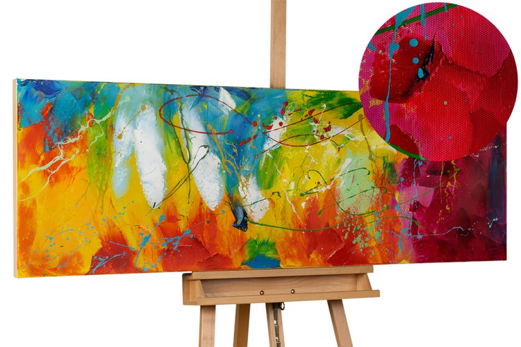 Handgemaltes Gemälde Acrylfarbe 150x50cm Bunt