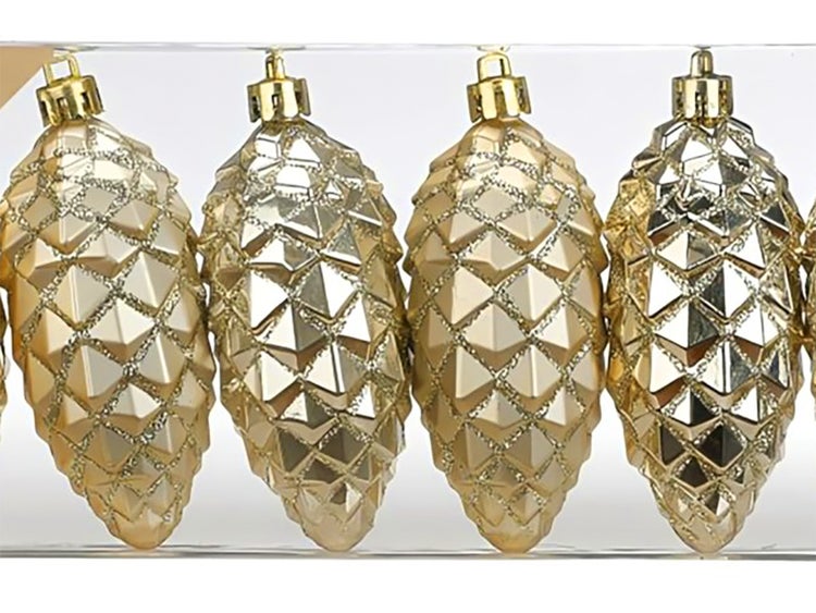 LAALU Satz von 6 Ornamenten: Champagner-Mix 9 cm