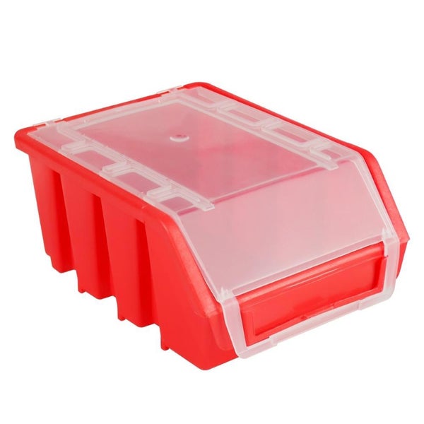 PROREGAL SuperSparSet 10x Sichtlagerbox 2 mit Deckel HxBxT 7,5 x 11,6 x 16,1 cm Polypropylen Rot