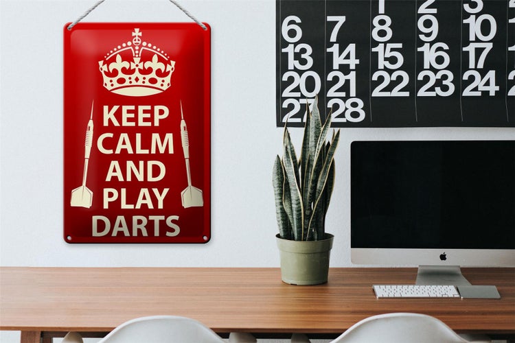 Blechschild Spruch 20x30cm Keep Calm and play Darts