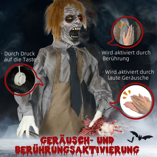 HOMCOM Halloween Dekoration, 130L x 18B x 170H cm, Polyester, PE, Mehrfarbig