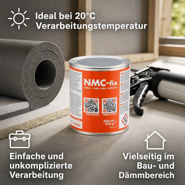 NMC-fix Kleber 500 Milliliter Dose zur Verklebung von Dämmmaterial bei 20 Grad Celsius Verarbeitungstemperatur