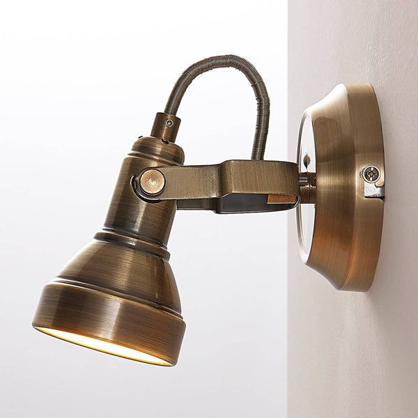 Lindby Wandleuchte, Wandlampe Innen Perseas (Retro Vintage Antik) in Bronze aus Metall (1 flammig GU10) - Wandstrahler Wandbeleuchtung Schlafzimmer / Wohnzimmer Wohnzimmerleuchte