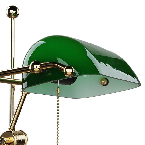 Tischleuchte im Banker-Stil mit Metallelementen