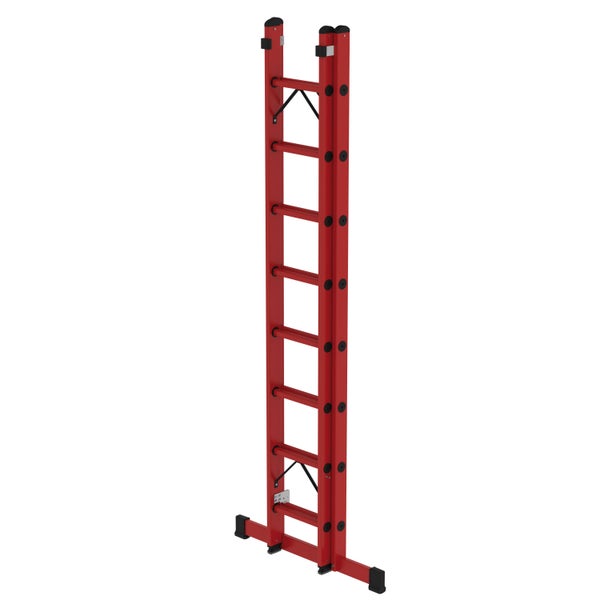 PROREGAL Sprossen-Schiebeleiter 2-Teilig GFK mit Standard-Traverse 2 x 8 Sprossen