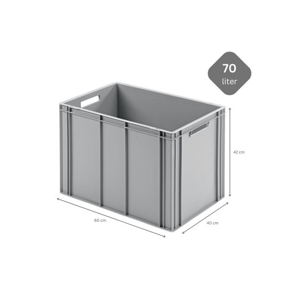 PROREGAL SuperSparSet 10x Eurobehälter mit Offenem Griff und Scharnierdeckel HxBxT 42 x 40 x 60 cm 70 Liter Grau Eurobox Transportbox