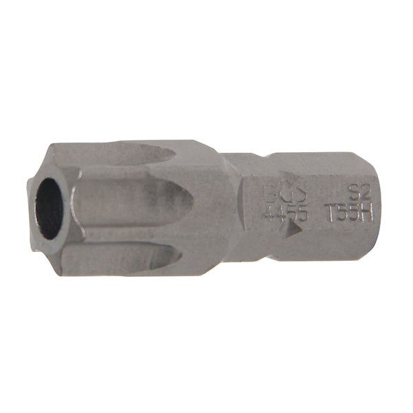 BGS Bit Länge 30 mm Antrieb Außensechskant 8 mm (5/16) T-Profil (für Torx) mit Bohrung T55 - 4455
