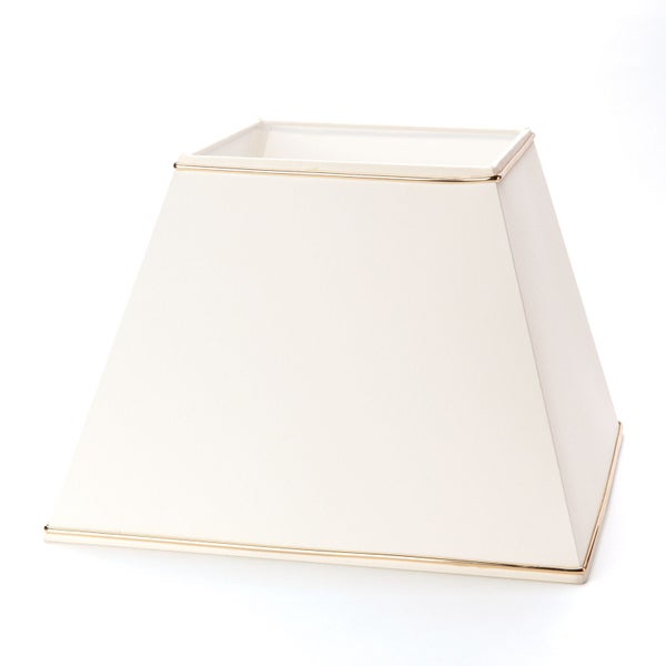 Quadratischer Lampenschirm aus Stoff mit goldfarbenem Rand für Tischlampen oder Stehlampen