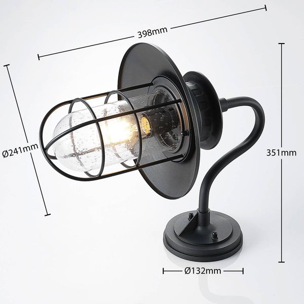 Lindby Wandleuchte außen (Laterne) Kyan (spritzwassergeschützt (Retro, Vintage Antik) in Schwarz aus Metall (1 flammig E27) - Außenwandleuchten Wandlampe Led Außenlampe Outdoor für