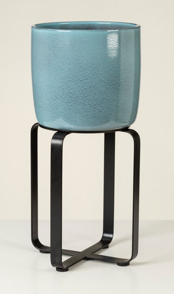 Scheurich Avignon 27, Pflanzenständer/Blumenständer/Blumentopfständer/Postament aus Metall Farbe: Satin Black, 23,2 cm Durchmesser, 27,3 cm hoch, 14,9 l Vol.