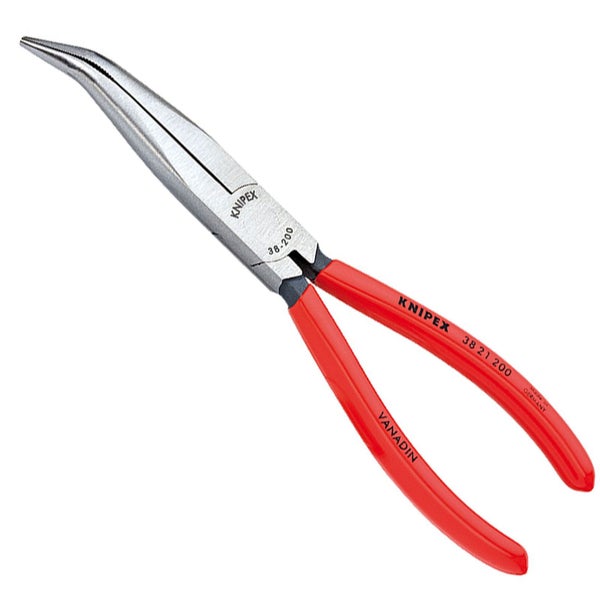 Knipex Spitzzange mit gebogenen Backen und roten Griffen