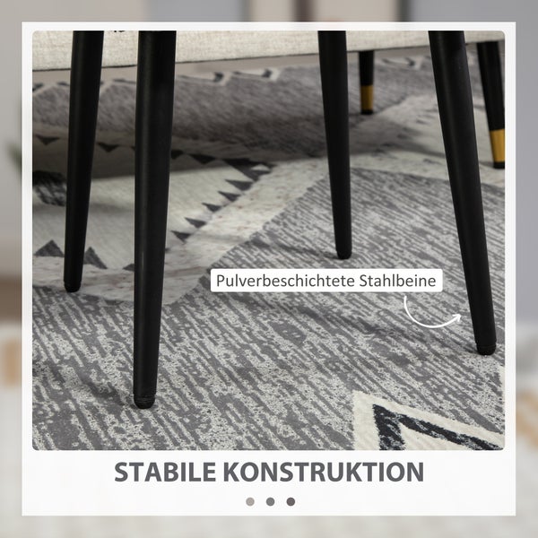 HOMCOM Fußhocker Sitzhocker Quadratischer Schminkhocker Fußstütze mit Kaschmir-Optik, Stahlbeine, für Wohnzimmer, Schlafzimmer, Dunkelgrau, 42 x 42 x 47 cm