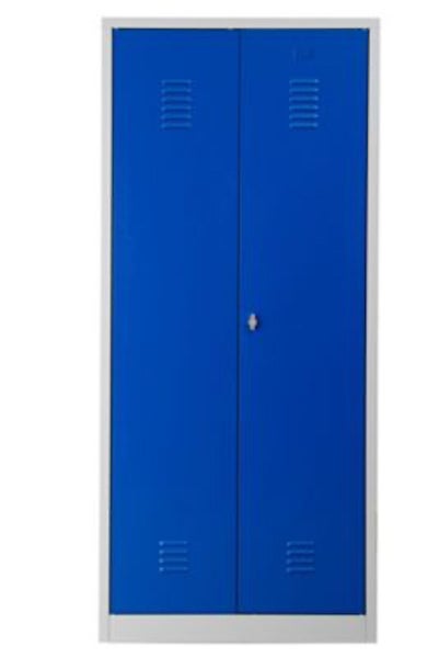 PROREGAL Garderobenspind Camel 2-Fächer & 1-Schloss HxBxT 180 x 80 x 50 cm Vorhängeschloss Grau-Blau