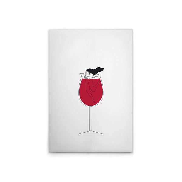 Leinwandbild mit einer Frau in einem Weinglas