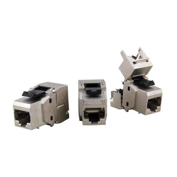 24x RJ45 Keystone Cat.6a 500Mhz 10Gbit werkzeuglos + 19 Zoll Verteilerfeld 24-Port schwarz