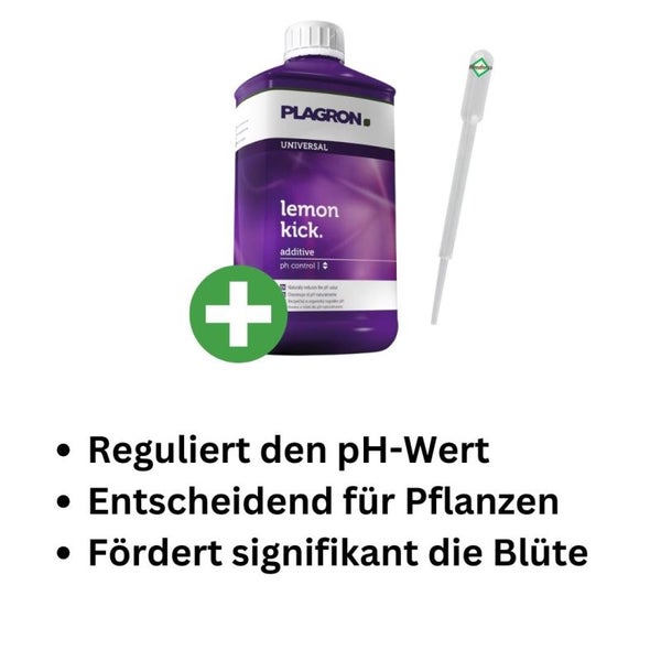 Plagron Lemon Kick pH-Plus 1 Liter – Bio-zitronenbasierter pH-Regulator für optimales Wachstum, Ertrag & gesunde Pflanzen
