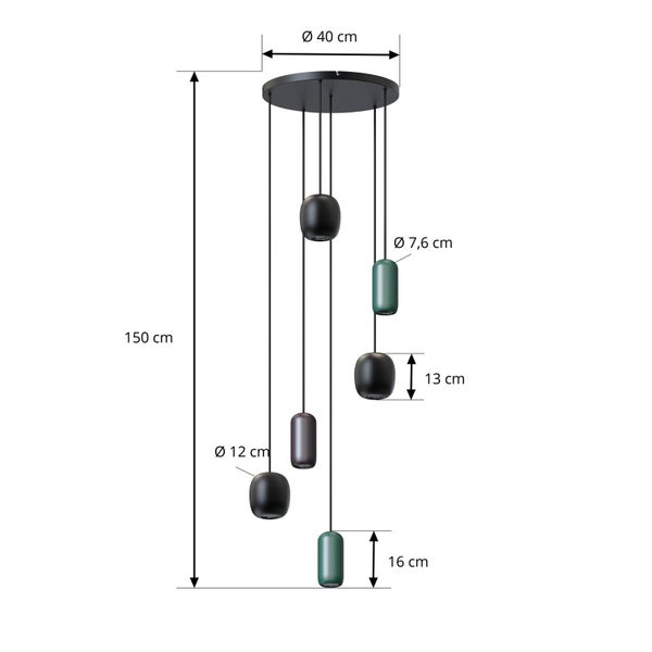 Lucande Pendelleuchte Narion (Modern) in Schwarz aus Metall (6 flammig, GU10) - Deckenlampe Esstischlampe Hängelampe Hängeleuchte Wohnzimmerleuchte