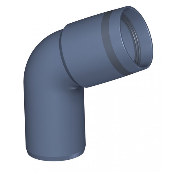 Technische Zeichnung eines Rohrbogens mit Bemaßungen für Länge L, Schenkelmaße Z1 und Z2, Radius R, Durchmesser und Winkel alpha.