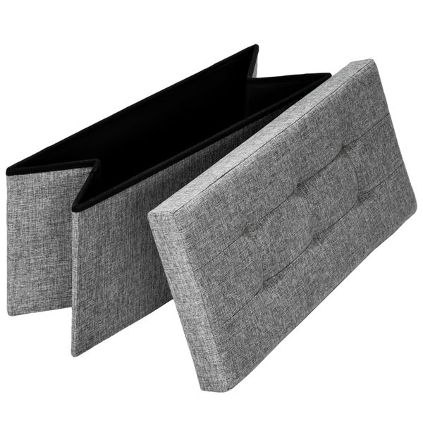 Sitzhocker mit Stauraum tectake  76 x 38 x 38 cm faltbar hellgrau