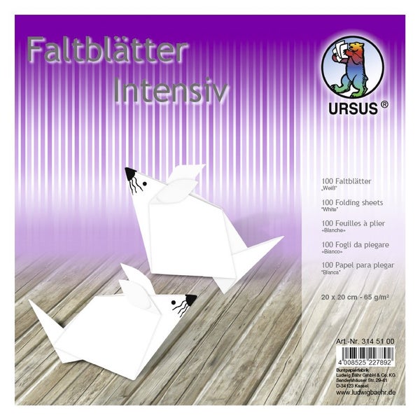 URSUS Falten Faltblätter Uni intensiv, Plakatkarton, 65 g/m², 20 x 20 cm, weiß