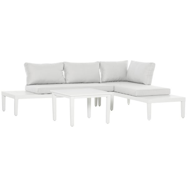 Outsunny 3 tlg. Gartenmöbel-Set, 173L x 77B x 71H cm, Aluminium, Polyester, Schaumstoff, beige