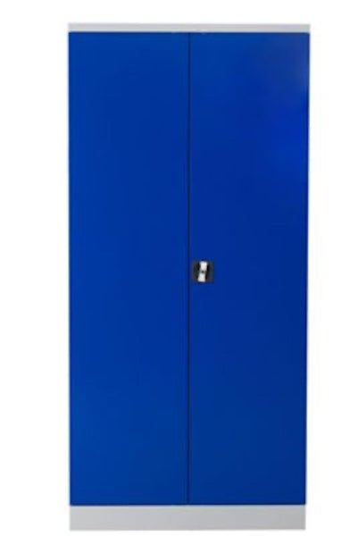 PROREGAL Stahlschrank Bee 4 Fachböden HxBxT 195 x 92 x 42 cm Pulverbeschichtetes Fachbodenmaterial Grau & Blau