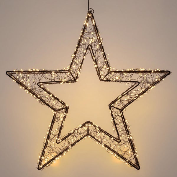Beleuchteter Stern aus Metalldraht für die Weihnachtsdekoration