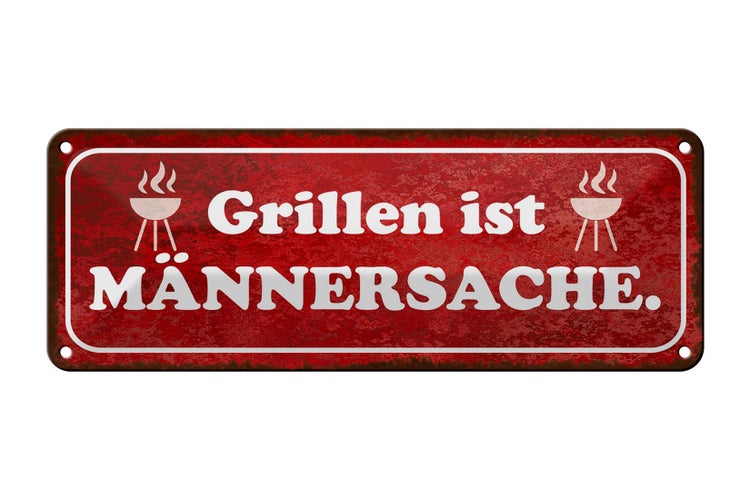 Blechschild Spruch 27x10cm Grillen ist Männersache Dekoration