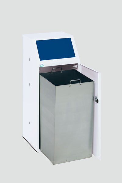 PROREGAL Robuster Wertstoffsammler Mit Fronttür Inneneinsatz 90 Liter HxBxT 105 x 40 x 40,5 cm Verzinkter Stahl Blau