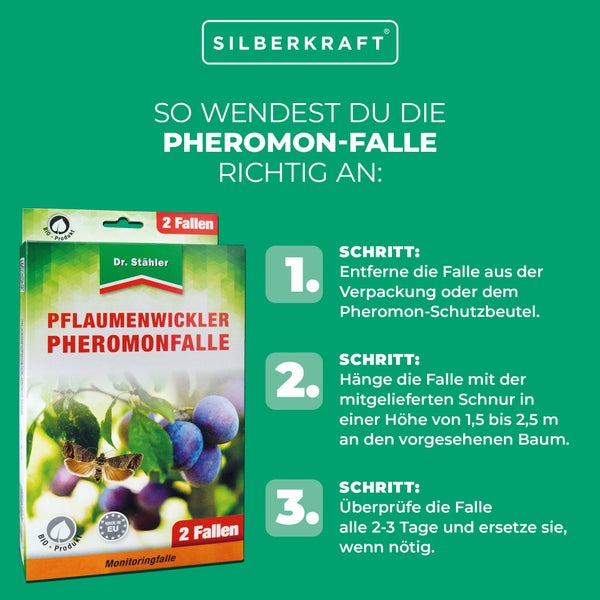 Pflaumenwickler Pheromon-Falle – Monitoringfalle zur Bekämpfung des Pflaumenwicklers – Ohne Insektizide – Für Hausgarten, Obstbaum & Plantage