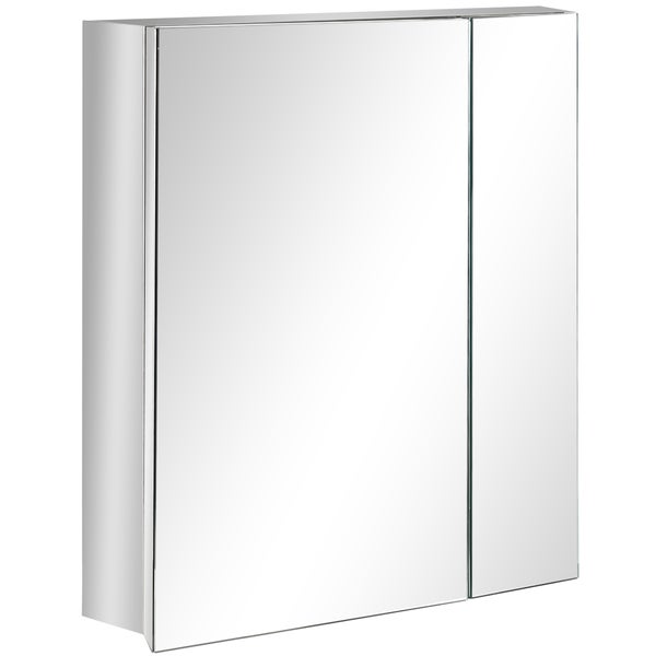 kleankin, Spiegelschrank, Badezimmerschrank, 54L x 13B x 60H cm, Edelstahl, Glas, Silber