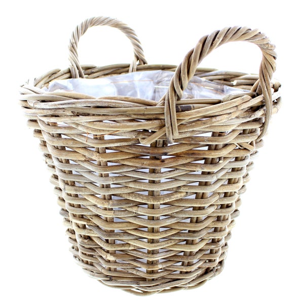 FRANK FLECHTWAREN | Pflanzkorb Rattan, groß, RATTAN, ca. Ø 40 x 30 cm