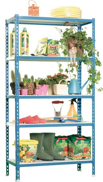 PROREGAL Schwerlastregal Metal Shark HxBxT 180 x 80 x 40 cm Fachlast 180 kg Blau-Weiß