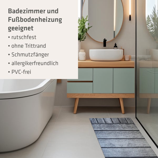 Akzente Feel Badematte mit Motiv in Grau Fußmatte 70 x 100 cm, rutschfest, saugfähig