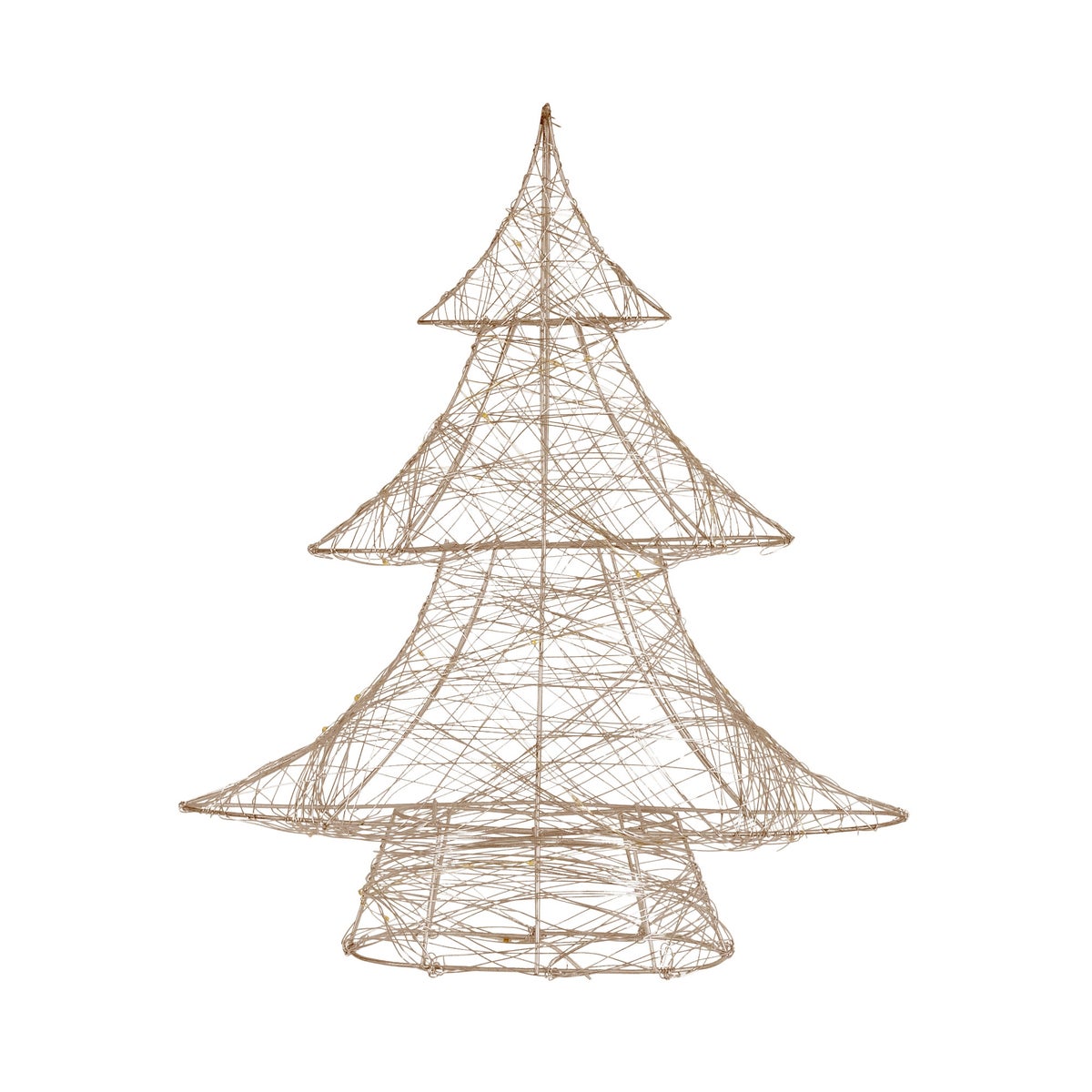 ECD Germany LED Deko Baum Weihnachten mit 30 warmweißen LEDs, 40 cm hoch, Metall, Gold, Weihnachtsbaum mit Beleuchtung &amp; Timer, Innen, batteriebetrieben, Lichterbaum Tanne stehend Weihnachtsdeko