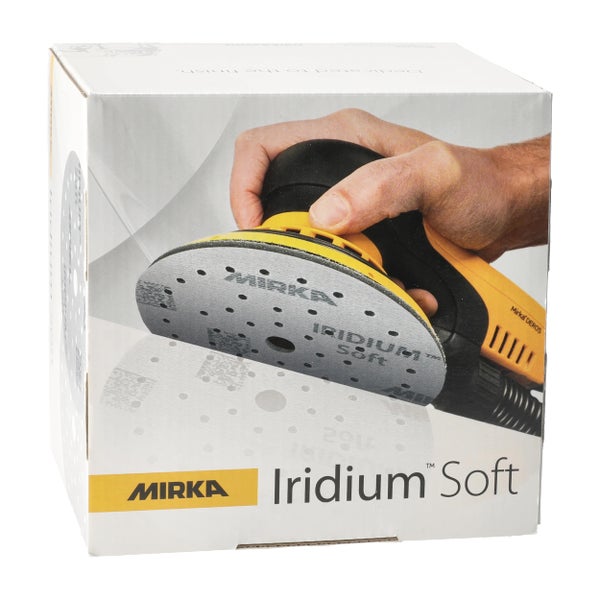Mirka Iridium Soft Schleifscheiben Ø 150 mm / Korn P1000 / Klett Multifit / 20 Stück / schaumbasiertes Schleifmittel für präzises Trockenschleifen, Klarlackschliff, Finish
